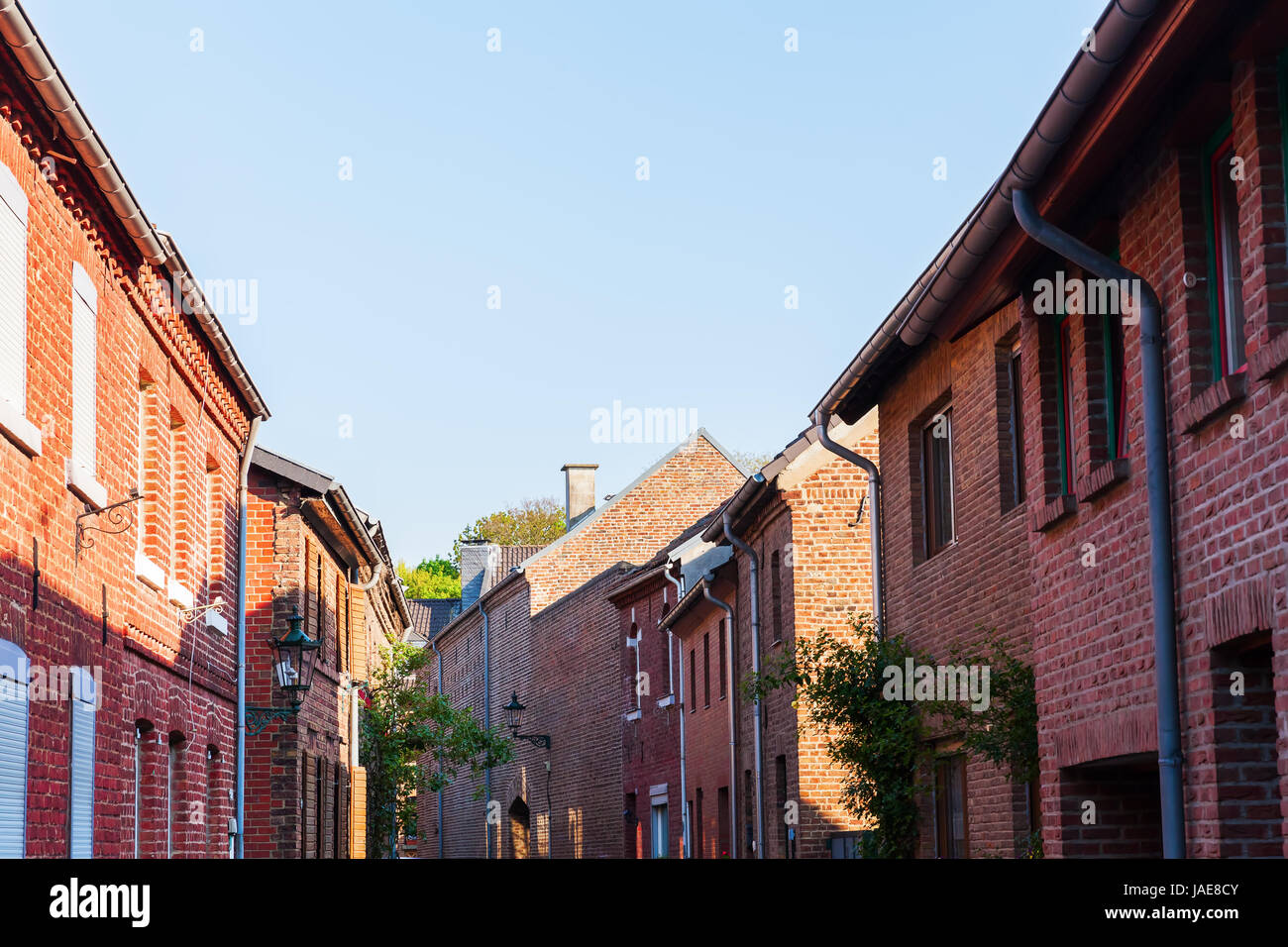 street view with brick houses in Bedburg Alt-Kaster, Germany Stock ...