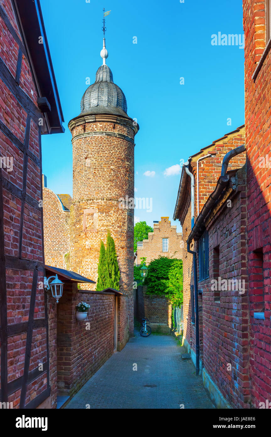 street view in the medieval town Bedburg Alt-Kaster, Germany Stock ...