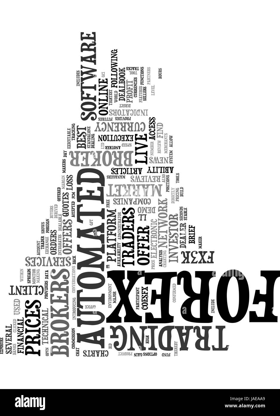 A Review Of Automated Forex Brokers Text Word Cloud Concept Stock - 