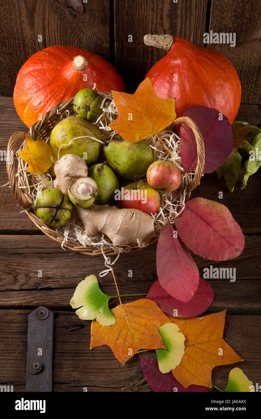 pumpkin apfel basket Stock Photo
