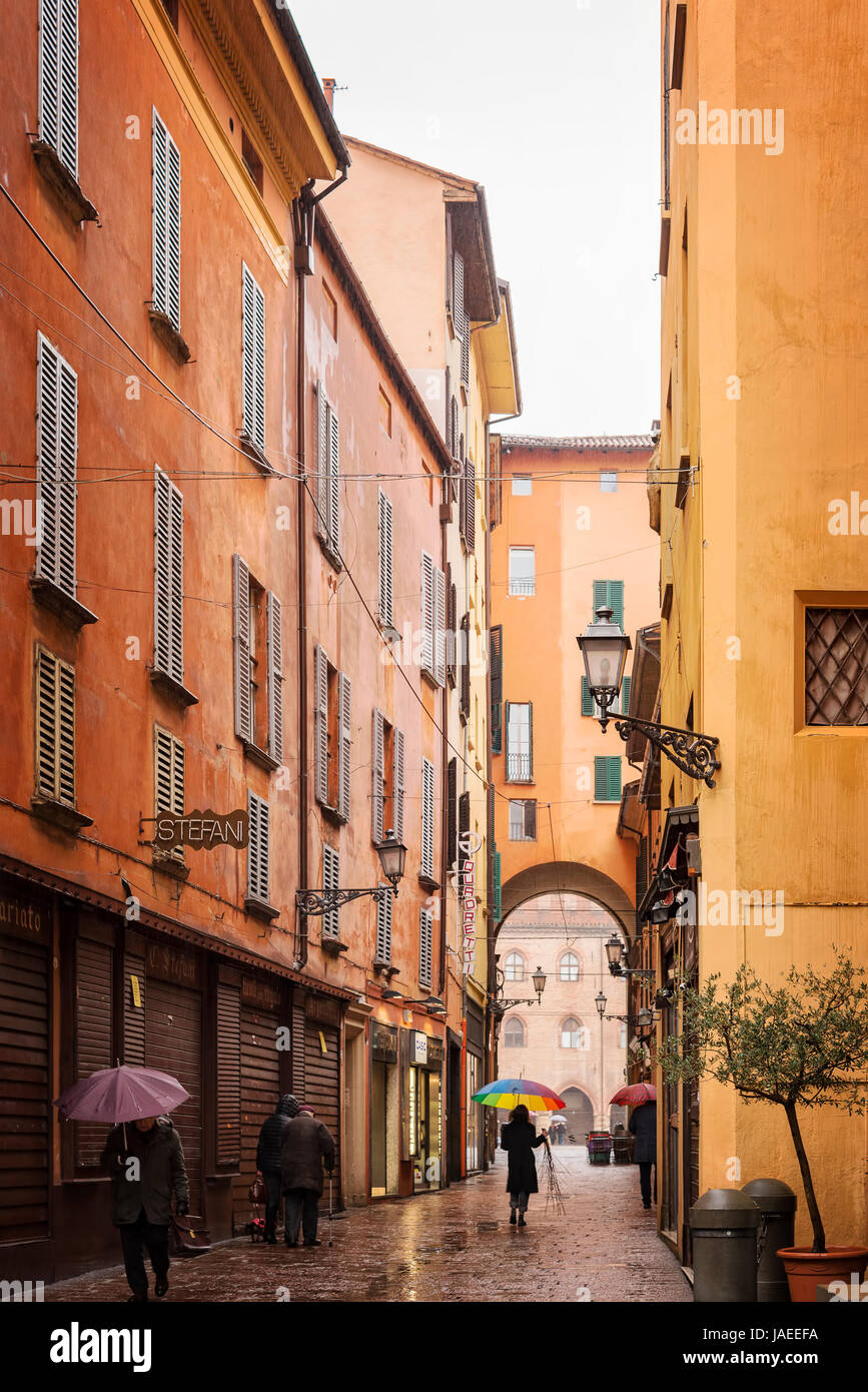 BOLOGNA, ITALY FEBRUARY 06, 2017. Rainy street scene Stock Photo Alamy