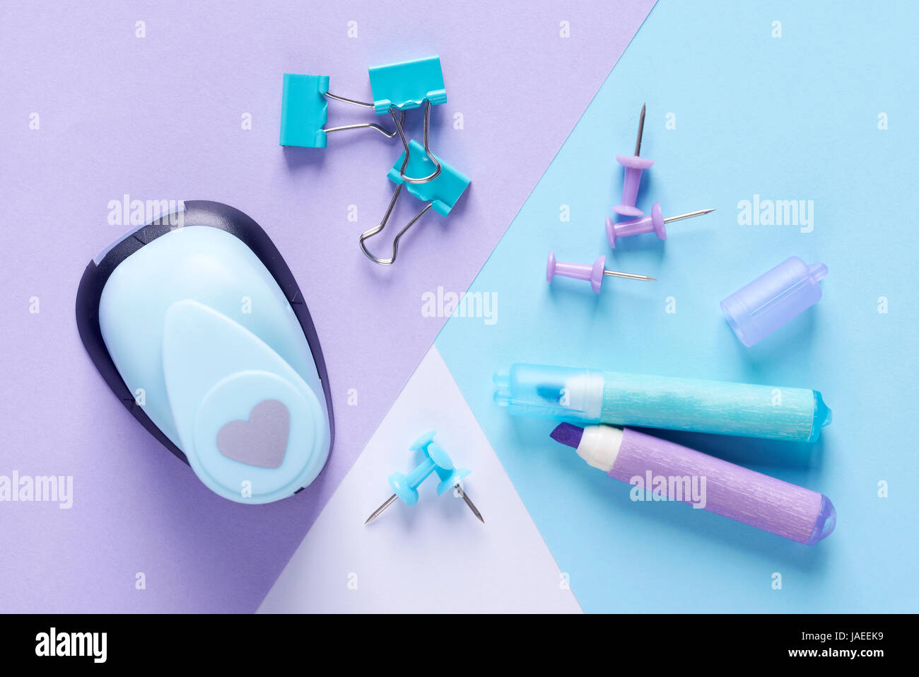 Office supplies in pastel colors Stock Photo Alamy