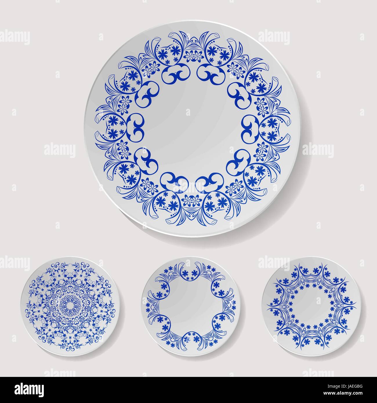 Realistic Plate Vector Set. Closeup Porcelain Tableware Isolated ...