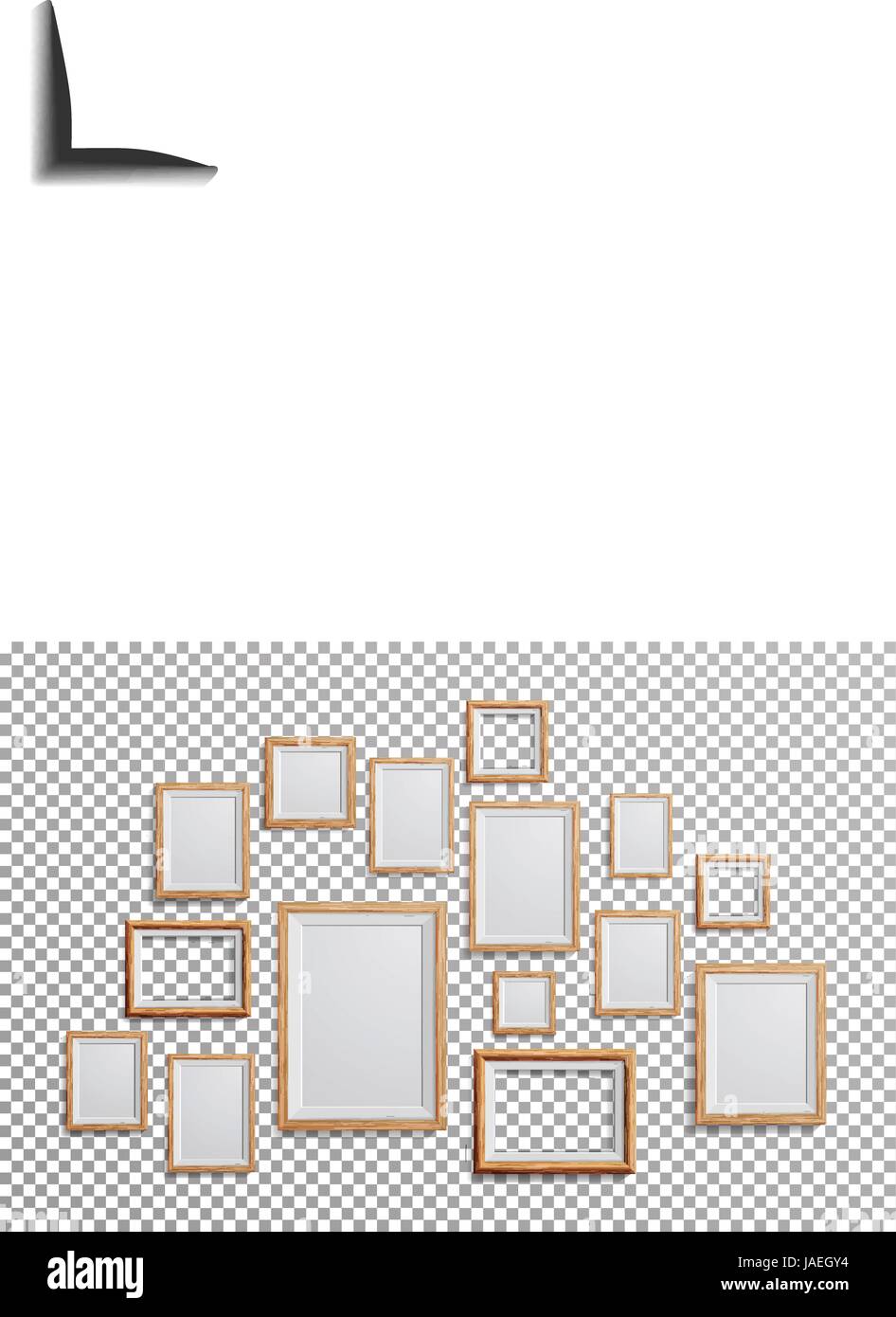 Realistic Photo Frame Vector. Set Square, A3, A4 Sizes Light Wood Blank