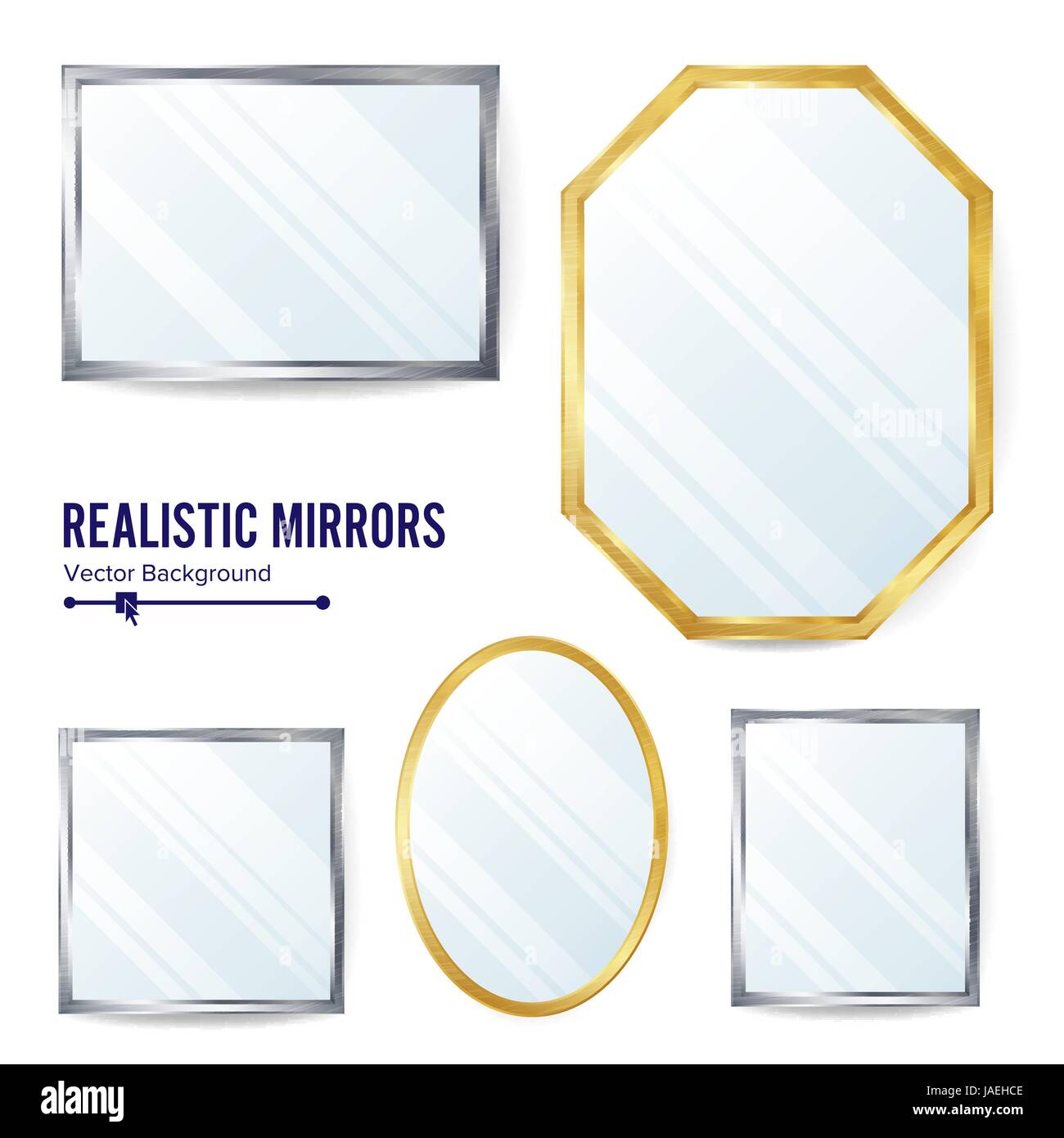 Realistic Mirrors Set Vector. Decoration Mirror With Reflection