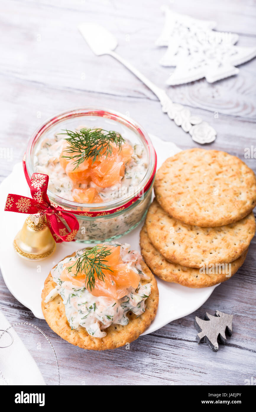 Smoked salmon, soft cheese and dill spread Stock Photo Alamy