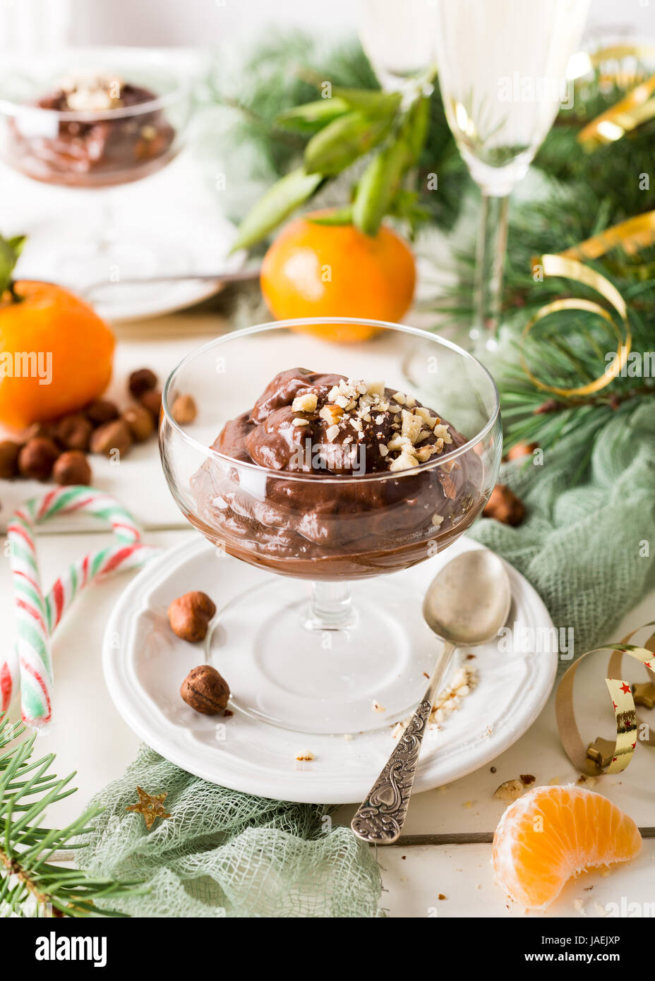 Chocolate pudding mousse with avocado Stock Photo Alamy