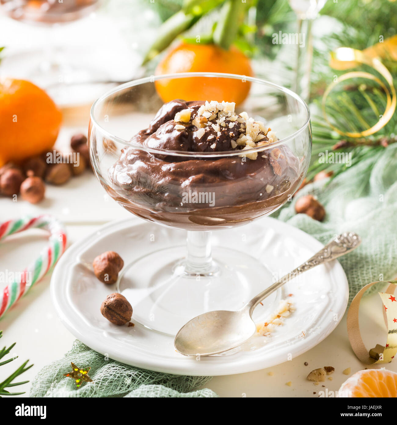 Chocolate pudding mousse with avocado Stock Photo Alamy