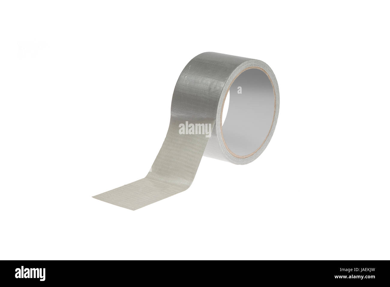Eine Rolle silbernes Klebeband  / duct tape  freigestellt auf weißem Hiuntergrund - A roll of duct tape isolated on white background Stock Photo