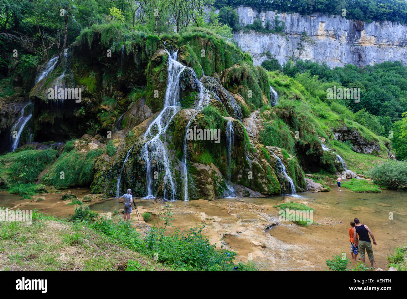 France, Jura, Baume les Messieurs, labelled Les Plus Beaux Villages de France (The Most beautiful Villages of France), Tufs cascade Stock Photo