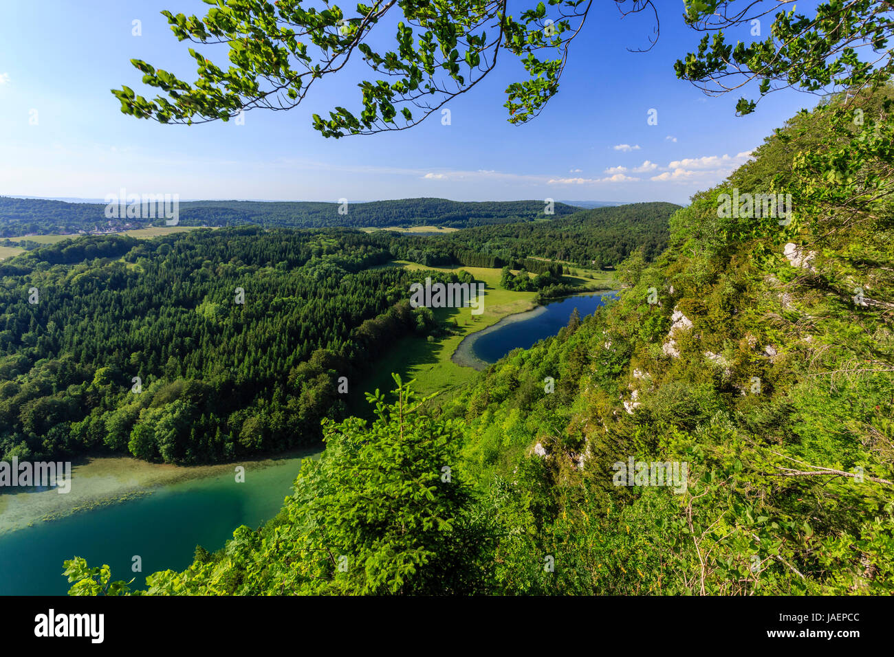 France, Jura, Chaux du Dombief, view from the Belvedere of the Quatre Lacs, here the Petit Maclu France, Jura, Chaux du Dombief, view from the Belvedere of the Quatre Lacs, here the Petit Maclu
