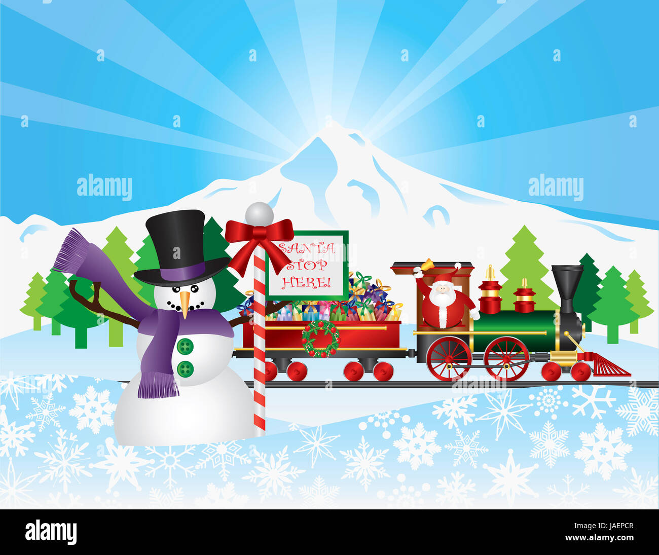 Christmas 1in4 Winter Train with Snowman