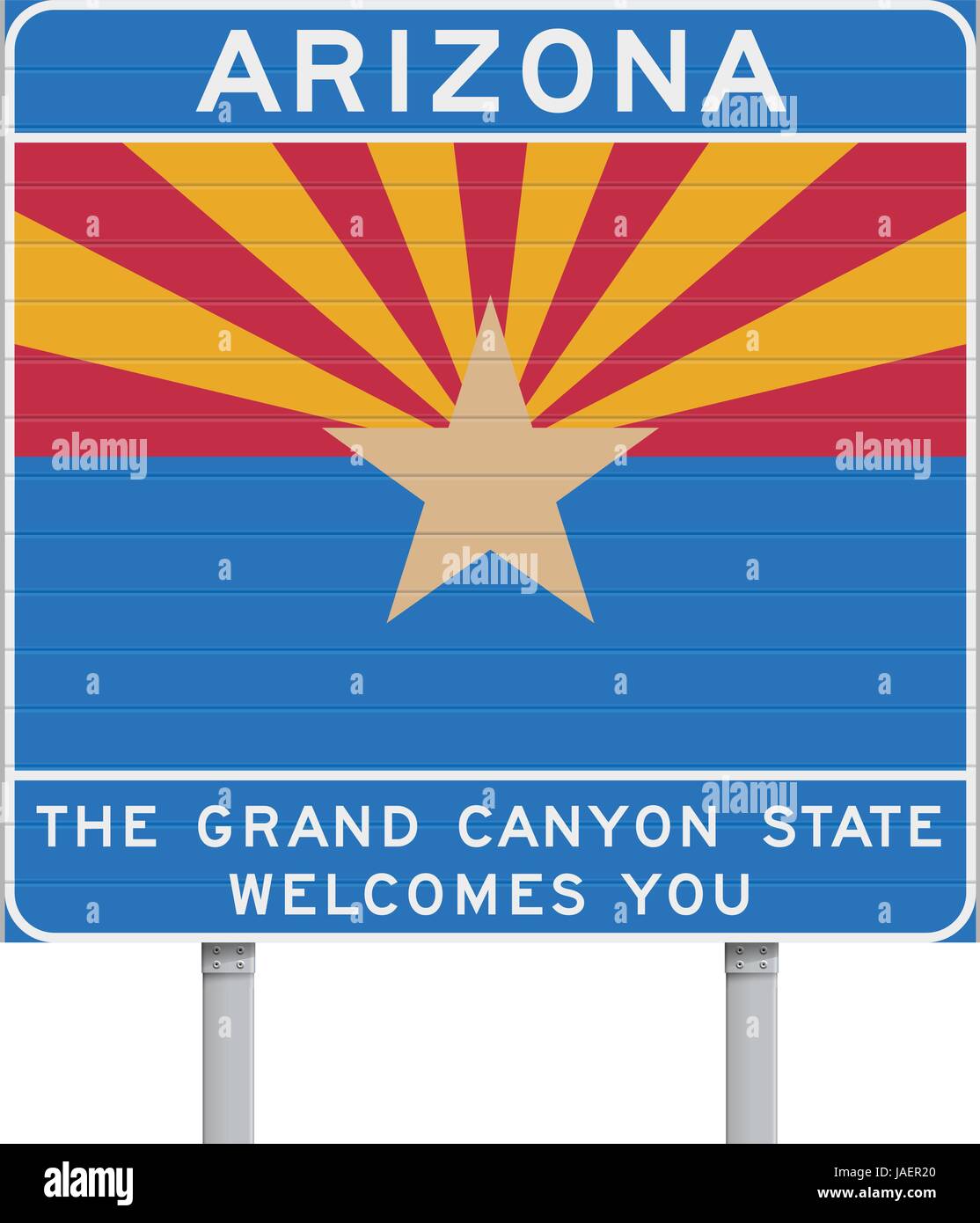 Vector illustration of the Arizona state welcome road sign Stock Vector