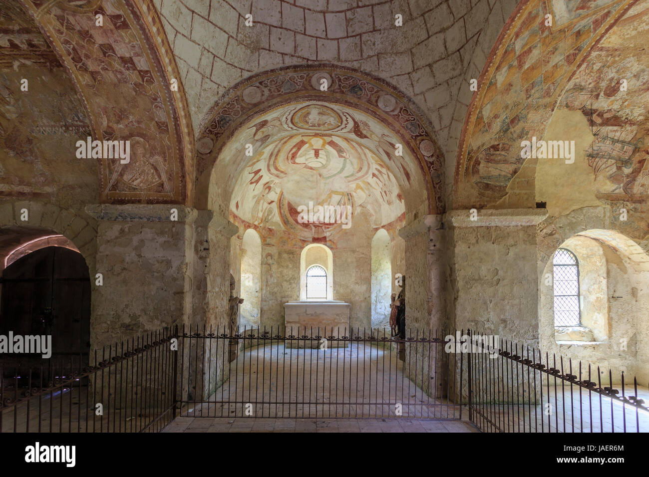 France, Loir et Cher, Montoire sur le Loir, Saint Gilles chapel, frescoes Stock Photo