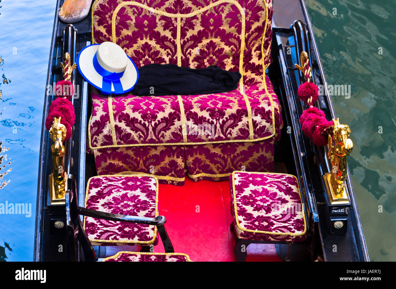 Venetian gondola closeup at Grand Canal in Venice, Italy Stock Photo