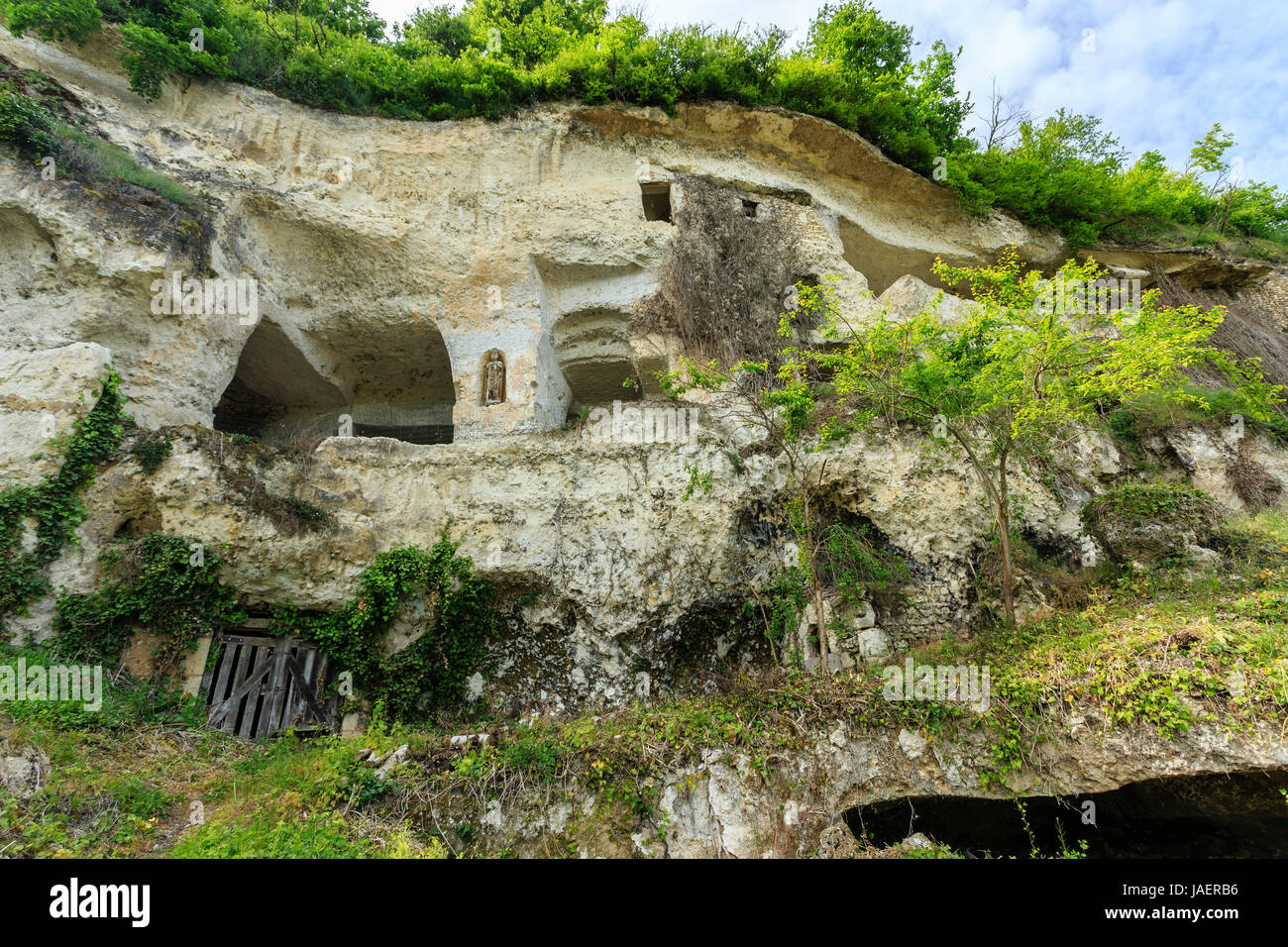 France, Loir et Cher, Les Roches l'Eveque, troglodyte chapel of Saint