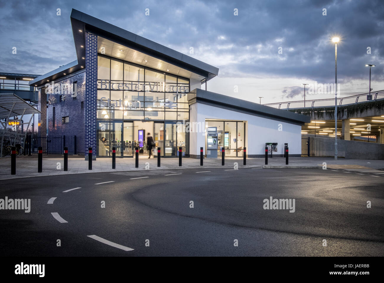 Long exposure, night time images of Bicester Village ( fromerly Bicester Town ) railway station. Stock Photo