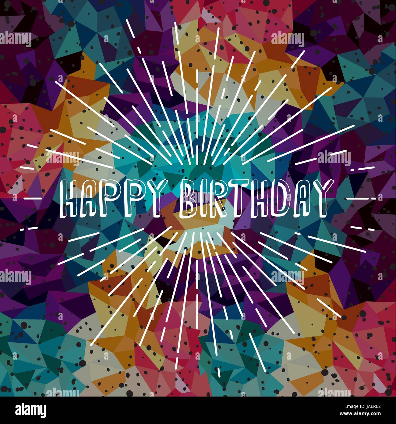 happy birthday greetings sunrays retro theme vector art Stock ...