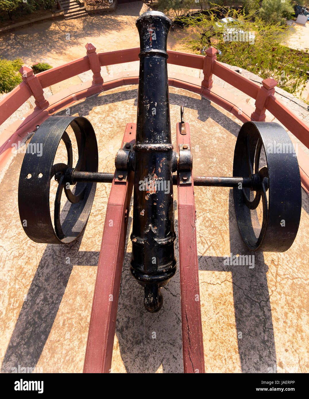 Vintage Cannon placed in defence in a fort Stock Photo