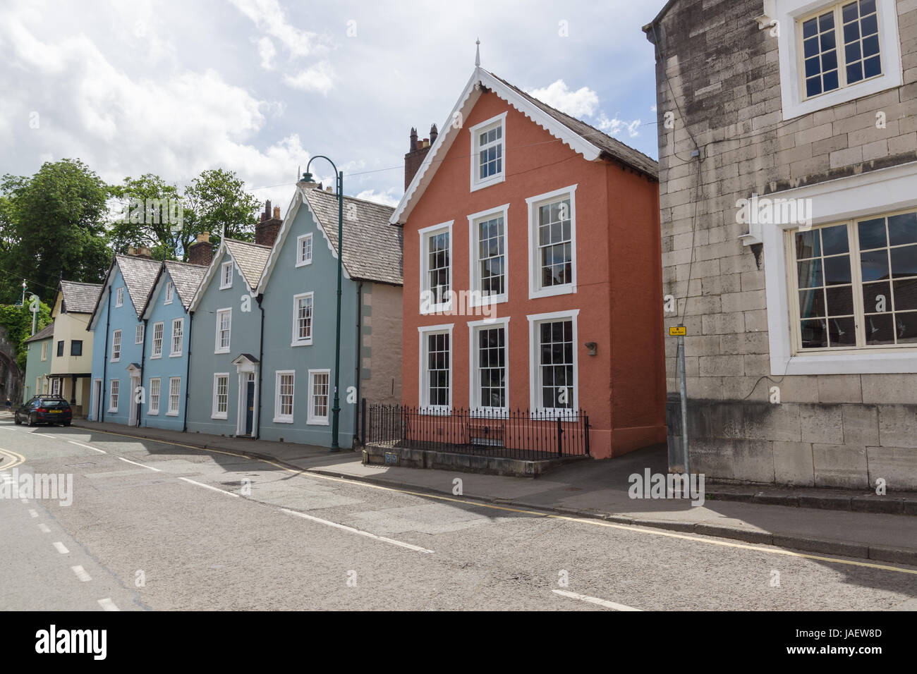 Colourful residential homes on Castle Street Ruthin North Wales all