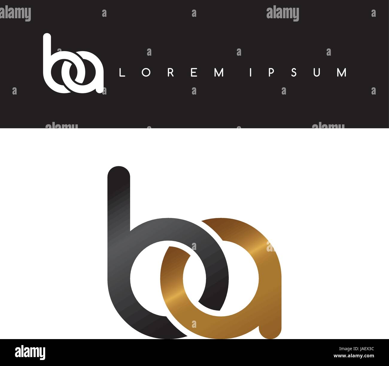 initial letter linked circle lowercase logo gold black background Stock ...