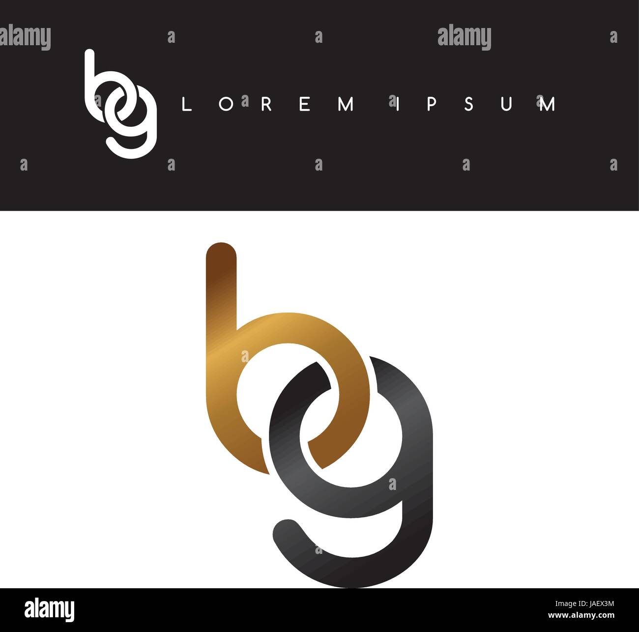initial letter linked circle lowercase logo gold black background Stock ...