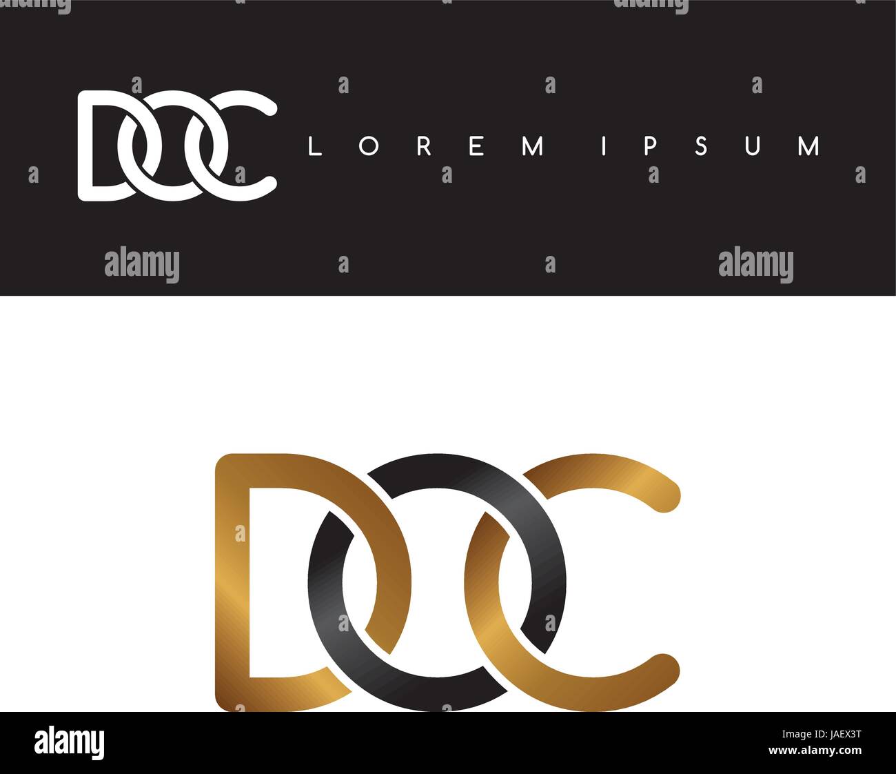 initial letter linked circle uppercase logo gold black background Stock ...