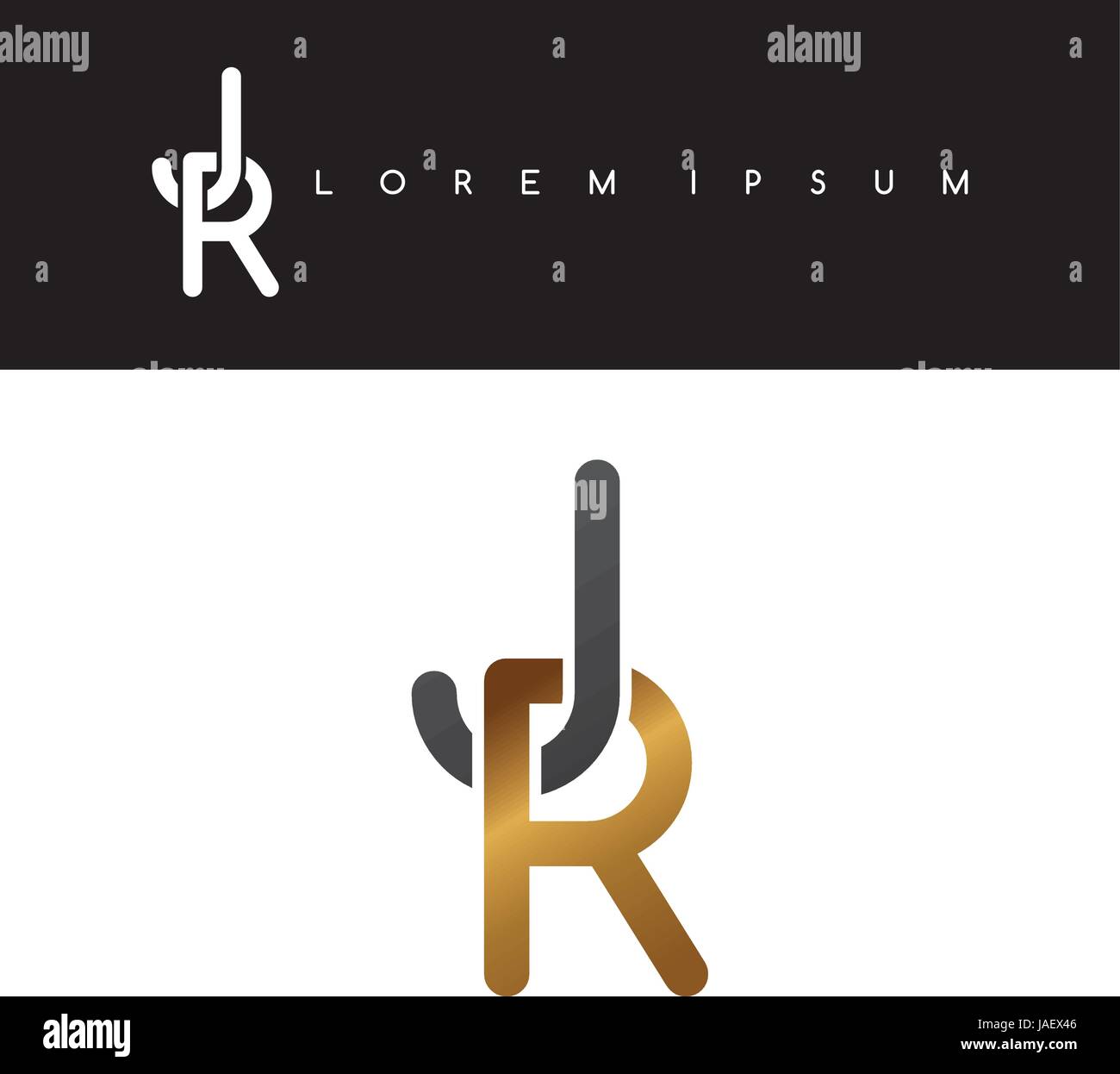 initial letter linked circle uppercase logo gold black background Stock ...