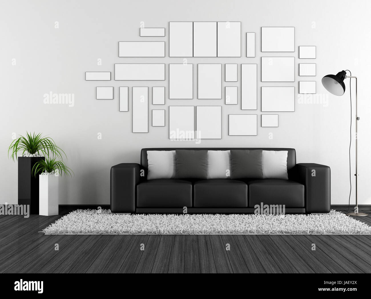 Black and white living room Stock Photo - Alamy