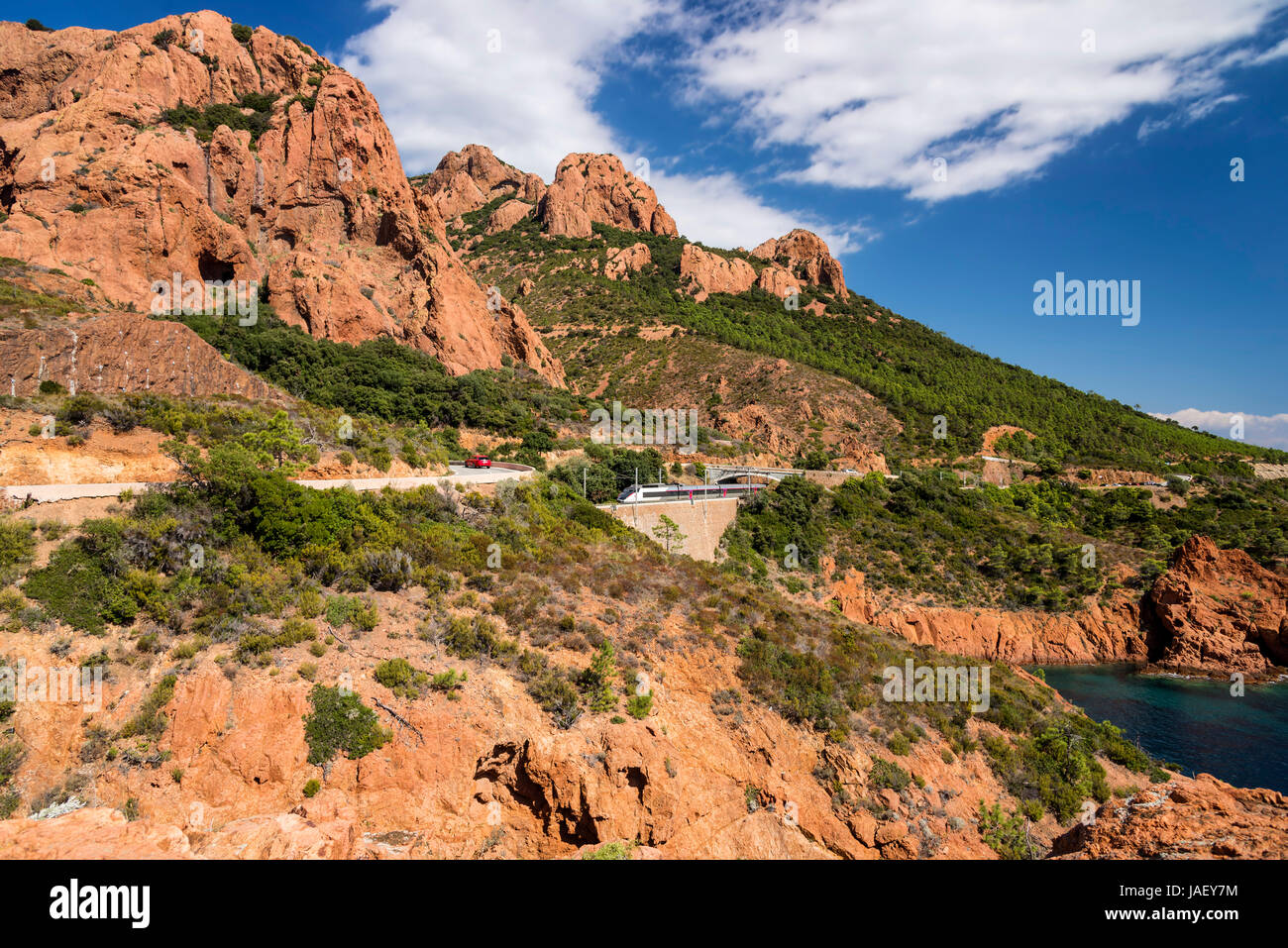 Train And Car Stock Photo - Alamy