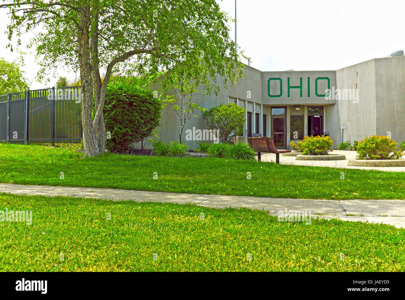 Ohio visitor's center along the highway in northeast Ohio. Stock Photo