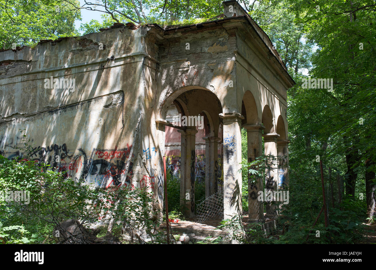 Ruined building, Petrin Park, Prague, Czech Republic Stock Photo