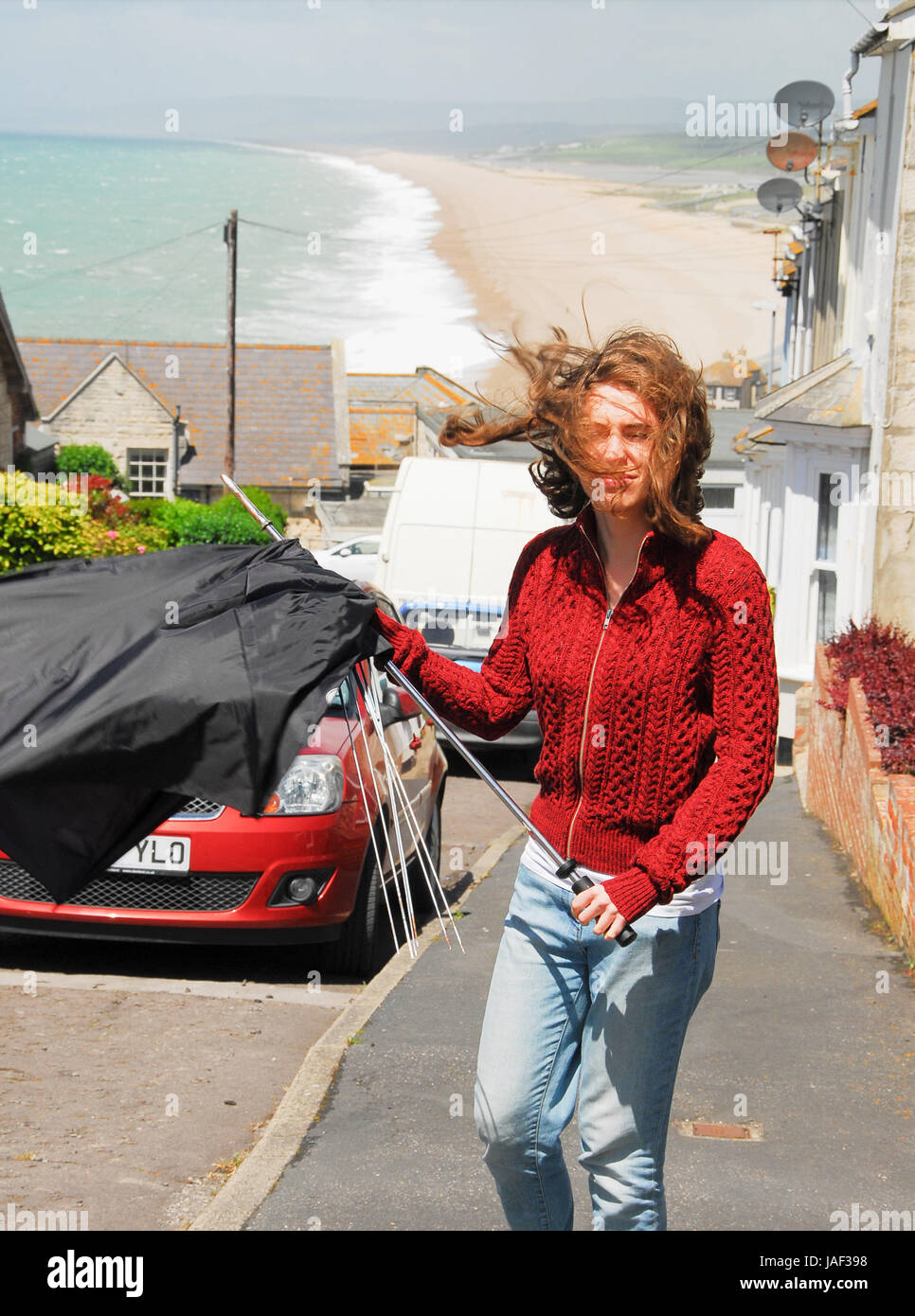 Chesil Beach, Dorset, UK. 6th Jun, 2017. 60mph gusts wreck a young