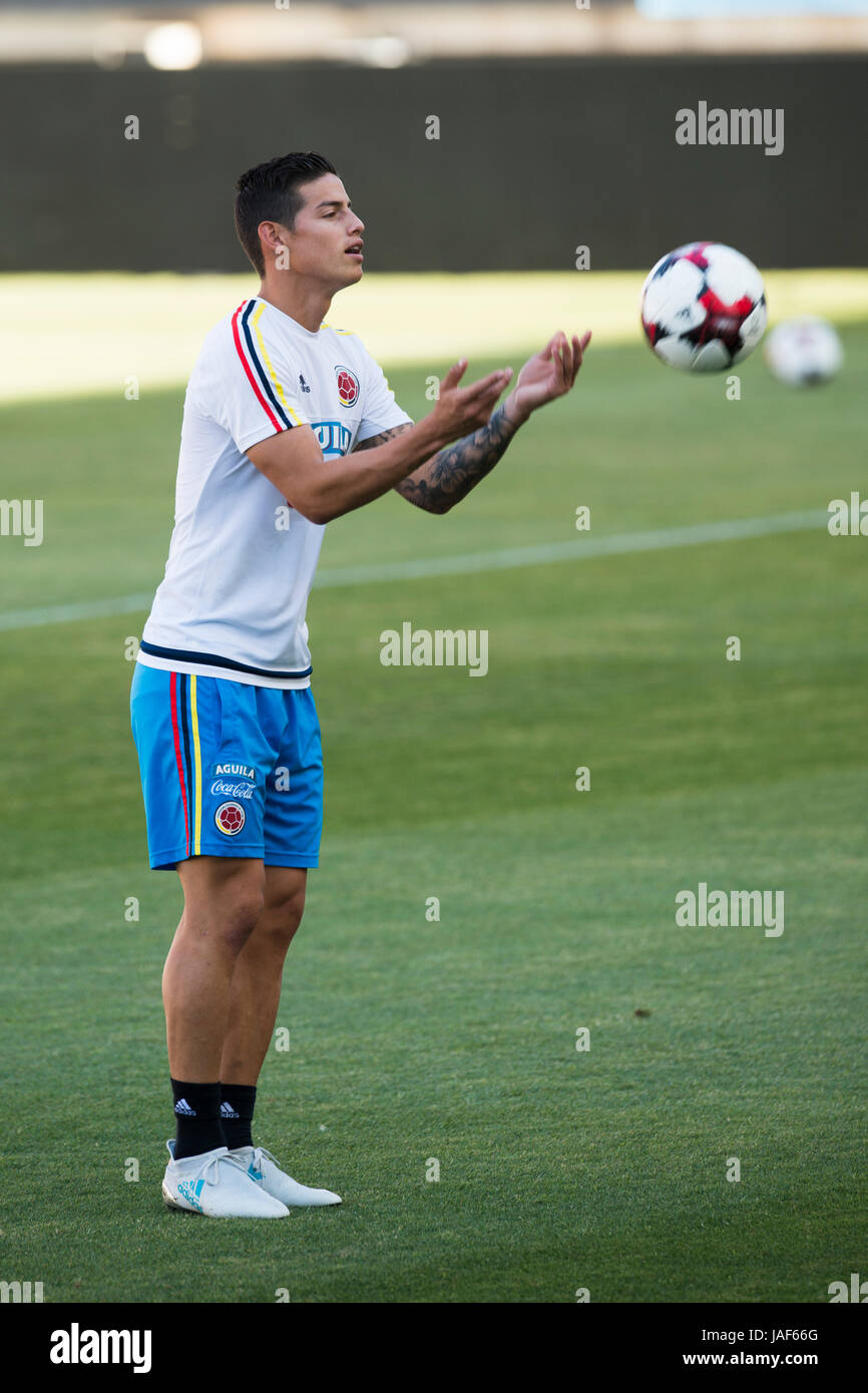 James Rodriguez during Training before to friendly match between national team of Spain vs. Colombia in Nueva Condomina Stadium, Murcia, Spain.Tuesday, June 6, 2017 Stock Photo
