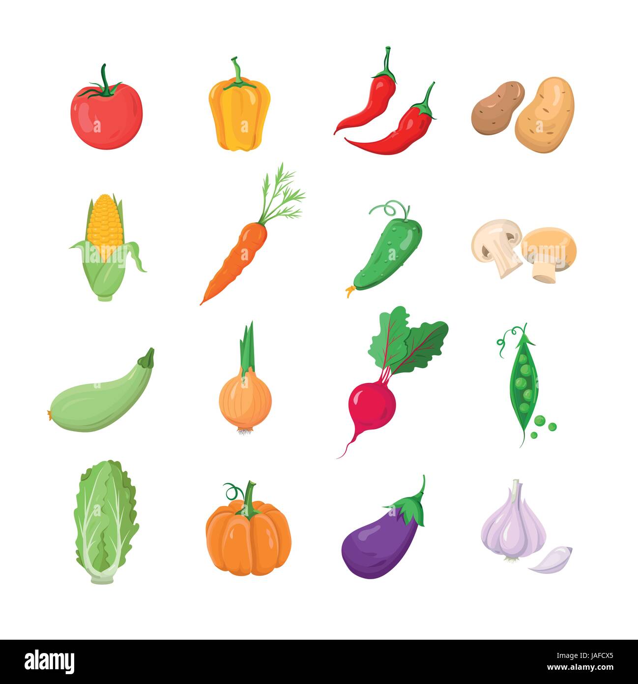 Vegetables - modern vector icons set Stock Vector