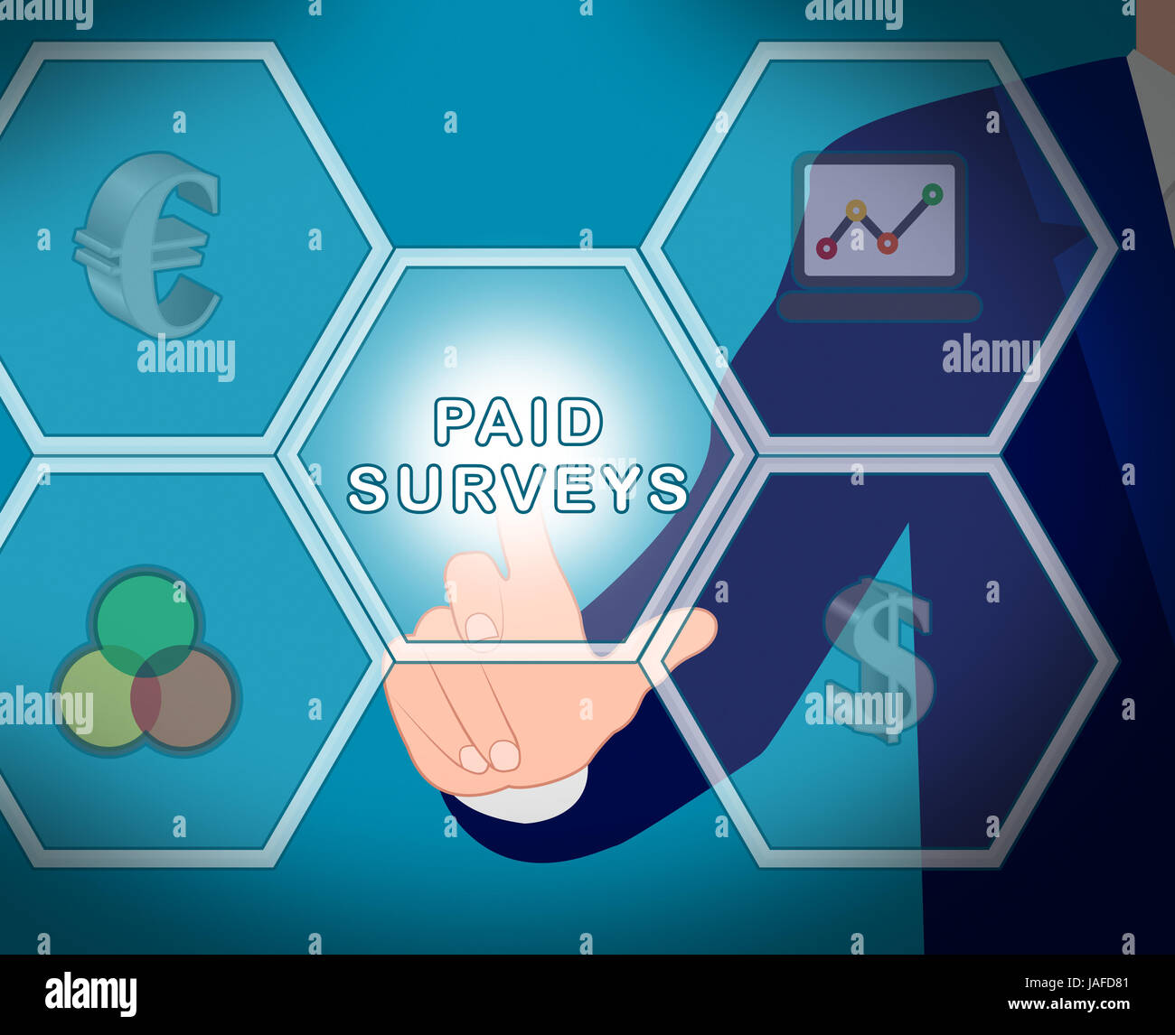 Paid Icons Surveys Displays Market Research 3d Illustration Stock Photo