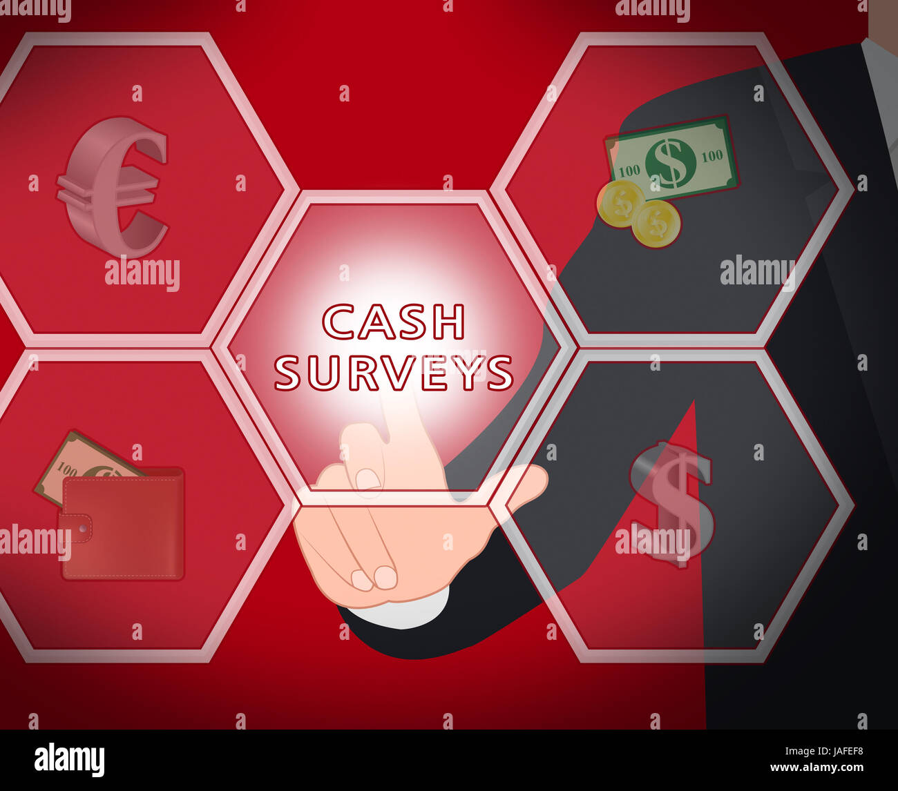 Cash Surveys Icons Displays Paid Survey 3d Illustration Stock Photo