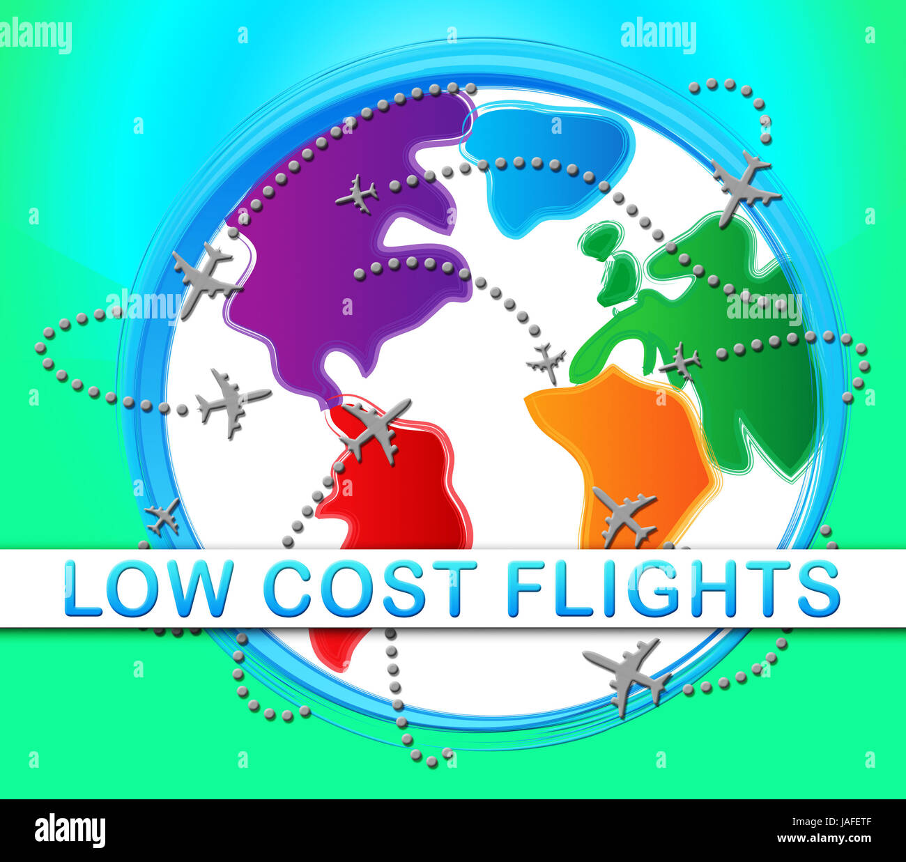 Low Cost Flights Globe Meaning Cheap Flight 3d Illustration Stock Photo