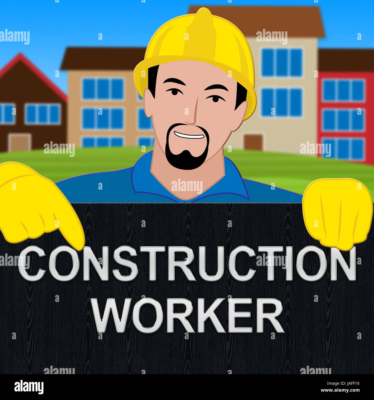 Construction Worker Shows Building Laborer 3d Illustration Stock Photo ...