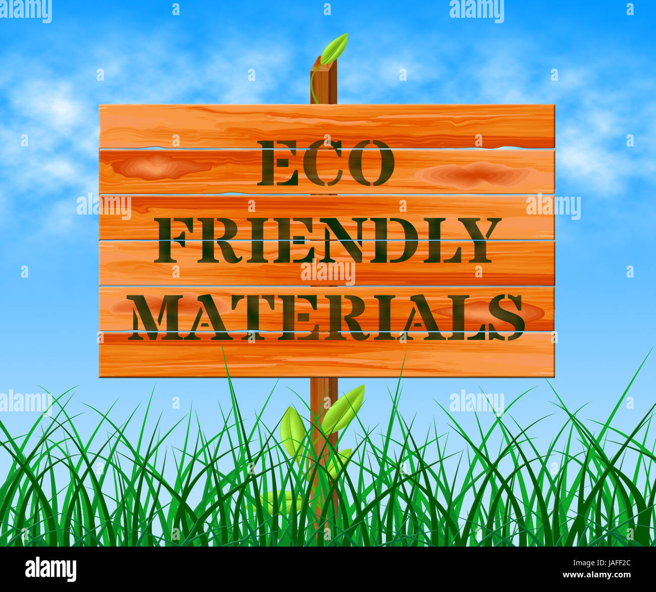 Eco Friendly Materials Sign Means Green Resources 3d Illustration Stock