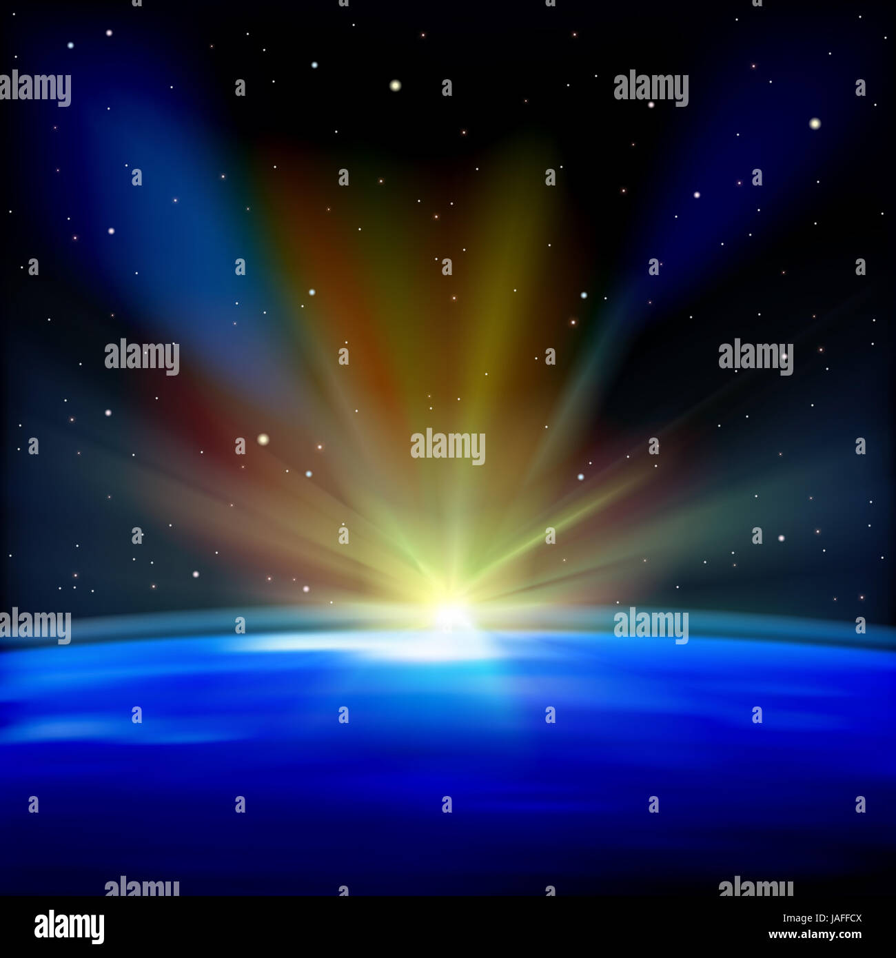 abstract space background with earth and sunrise Stock Photo - Alamy