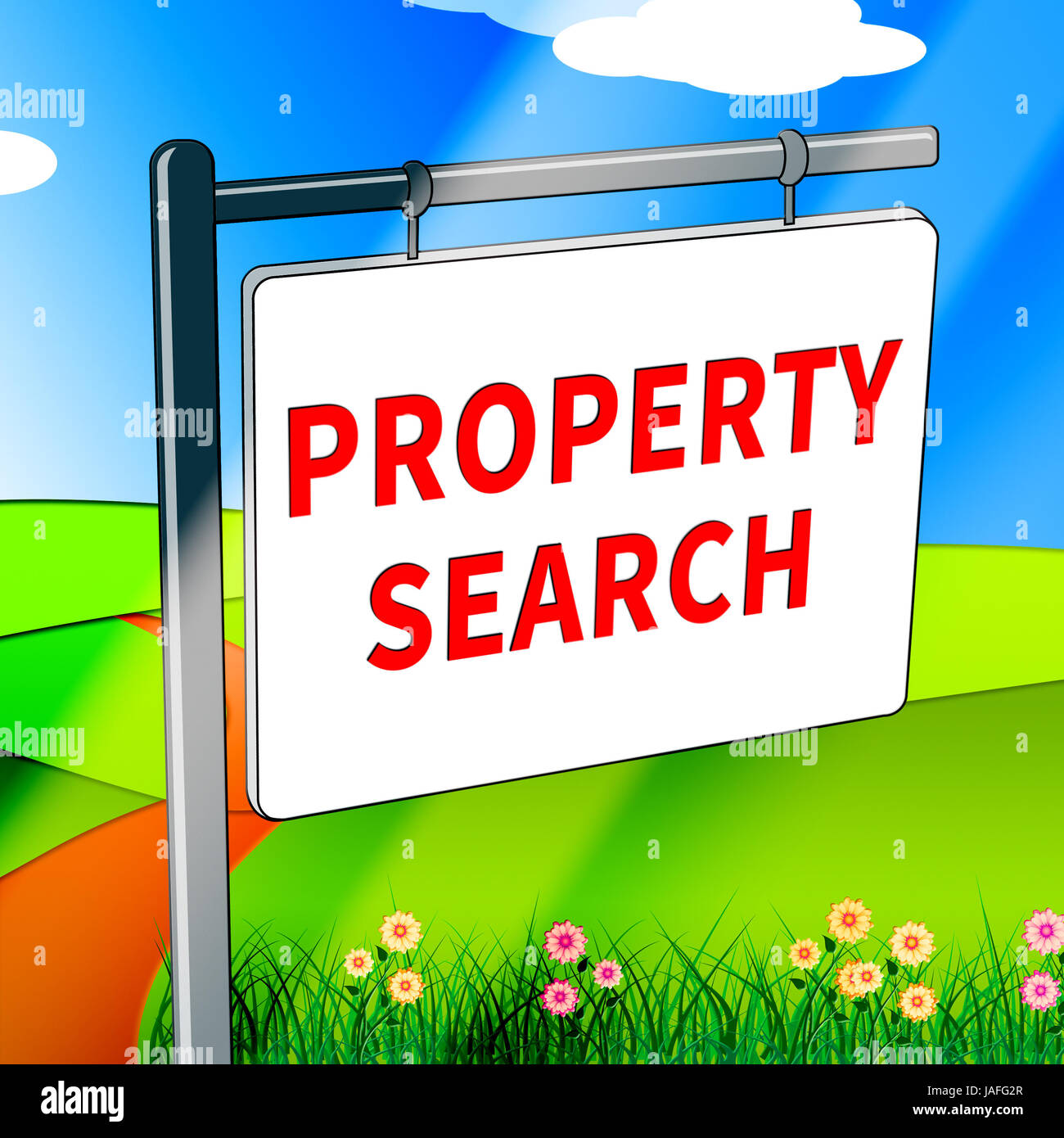 Properties Find Property Search Showing Find Property 3d Illustration Stock Photo - Alamy
