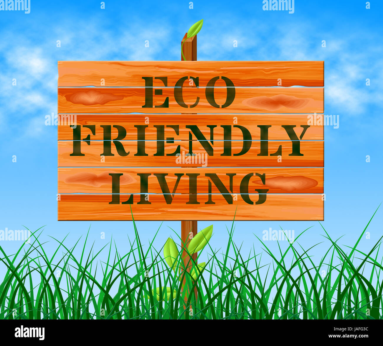 Eco Friendly Living Sign Means Green Life 3d Illustration Stock Photo