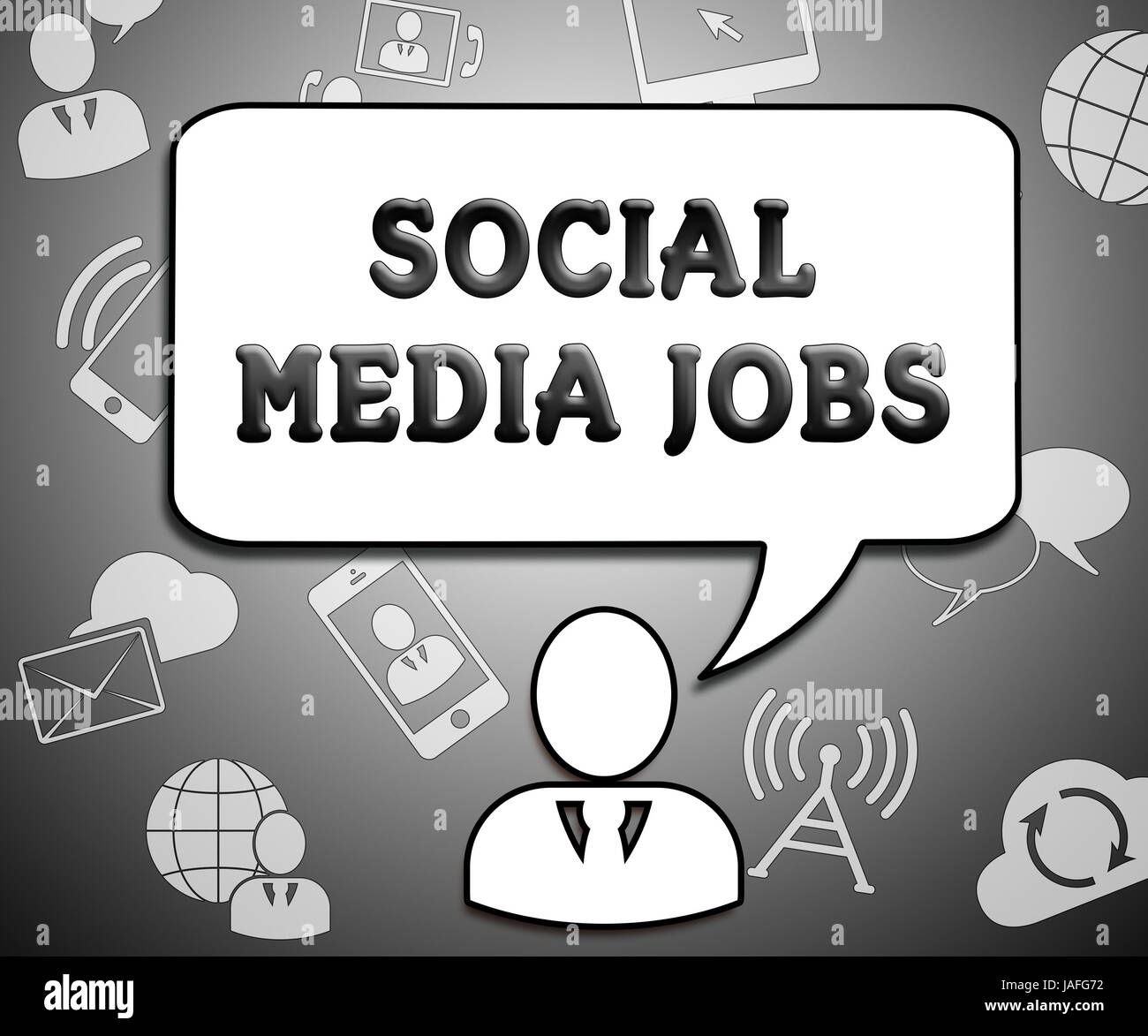 Social Media Jobs Icons Means Online Vacancies 3d Illustration Stock