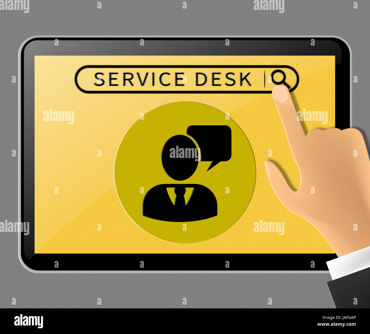 Service Desk Tablet Representing Support Assistance 3d
