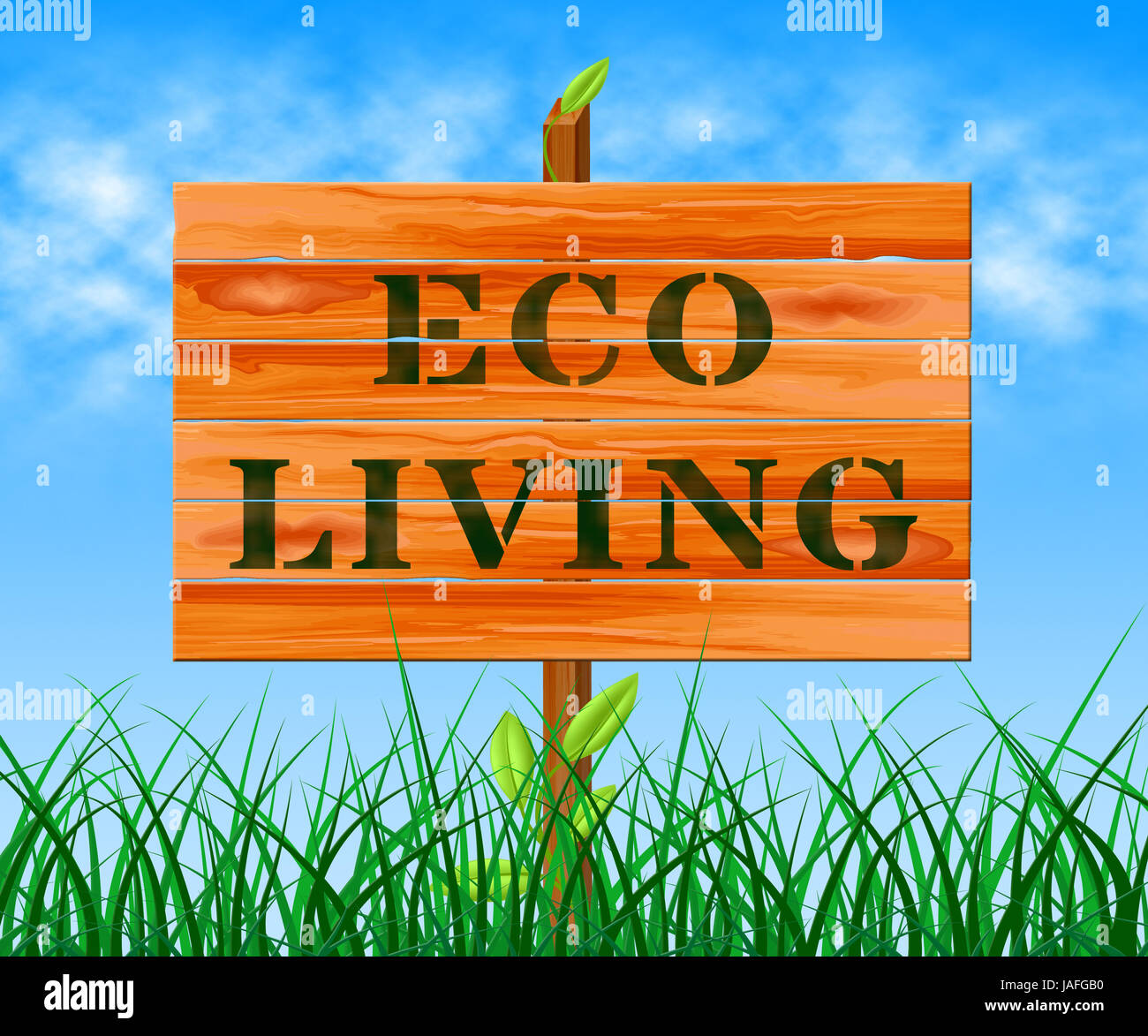 Eco Living Sign Means Green Life 3d Illustration Stock Photo Alamy