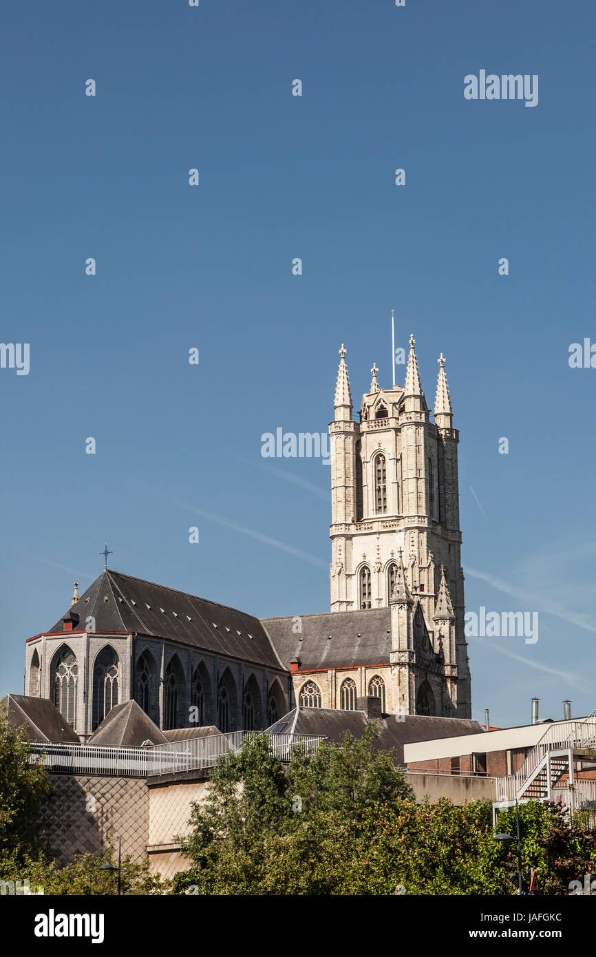 Saint Bavo's Cathedral seen from behind -  Ghent, Flanders, Belgium Stock Photo