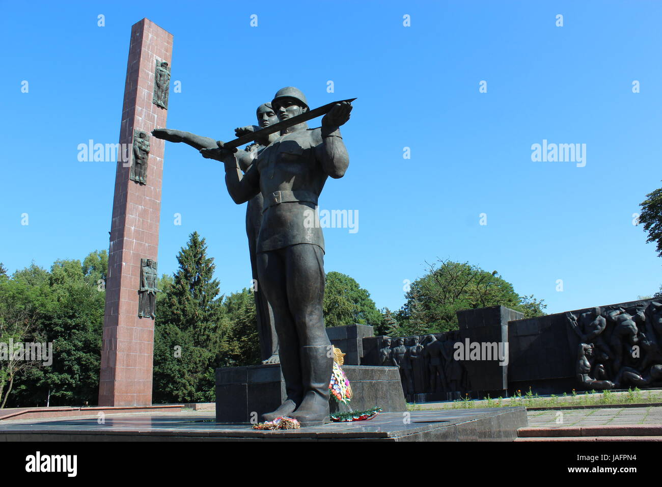High monument to the lost soldiers in the sity Stock Photo