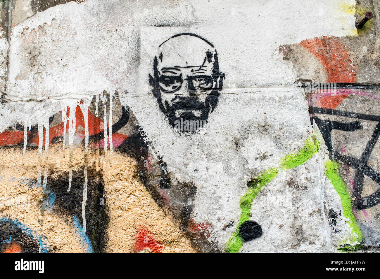 Walter White, Breaking Bad, graffiti on wall, Vienna, Austria, Europe Stock Photo