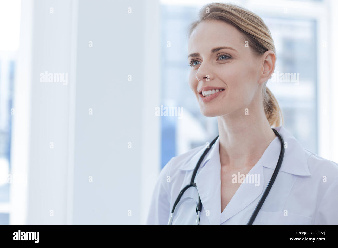 Involved in the conversation. Optimistic pleasant beautiful radiologist ...